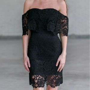 Elegant Crochet Lace Off Shoulder Dress